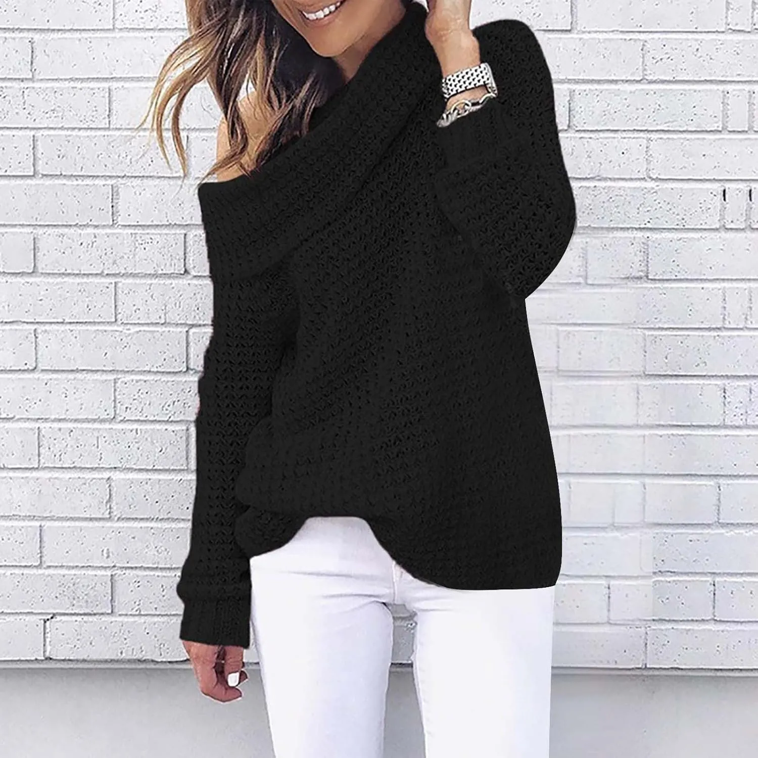 Chunky Knit Sweater for Women Long Sleeve Turtleneck Pullover Tops Comfy Warm Jumper Solid Classic Casual Sweaters