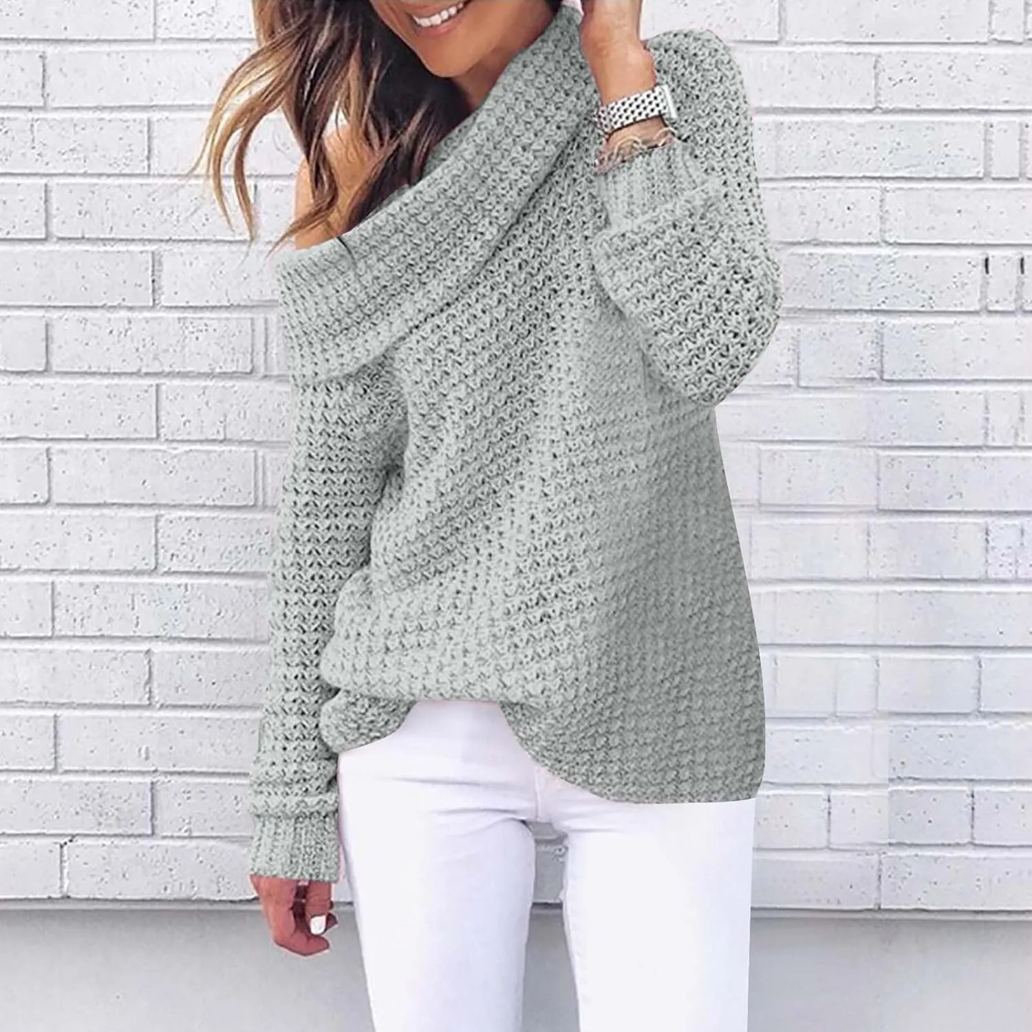 Chunky Knit Sweater for Women Long Sleeve Turtleneck Pullover Tops Comfy Warm Jumper Solid Classic Casual Sweaters