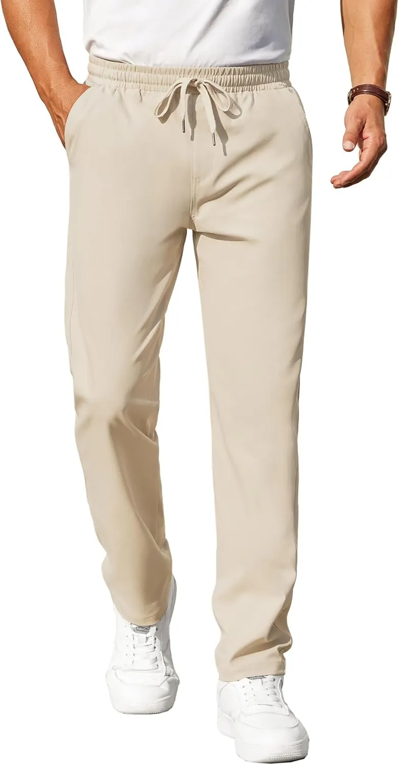 COOFANDY Mens Casual Pants Elastic Waist Chino Pants Lightweight Drawstring Pants with Pockets