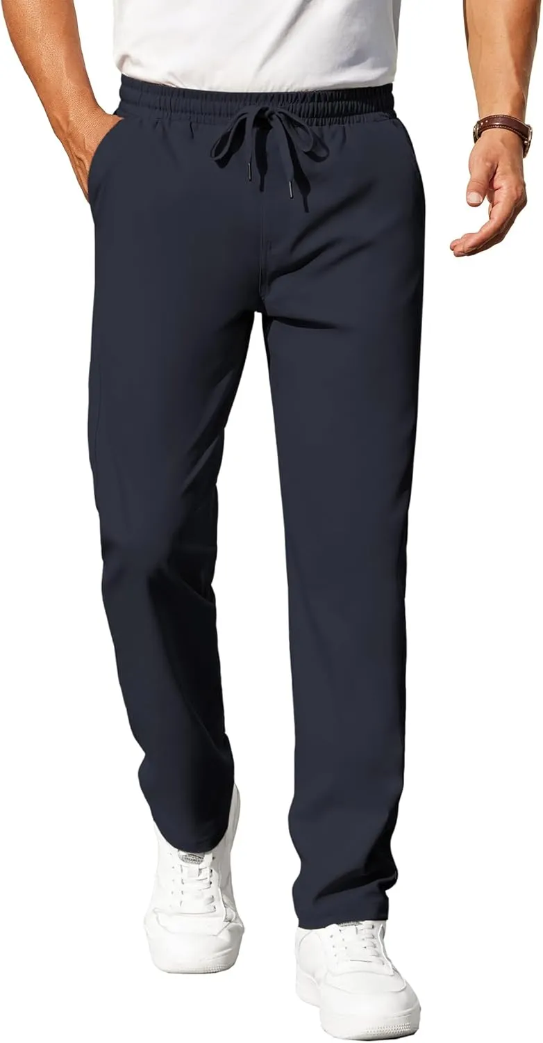 COOFANDY Mens Casual Pants Elastic Waist Chino Pants Lightweight Drawstring Pants with Pockets
