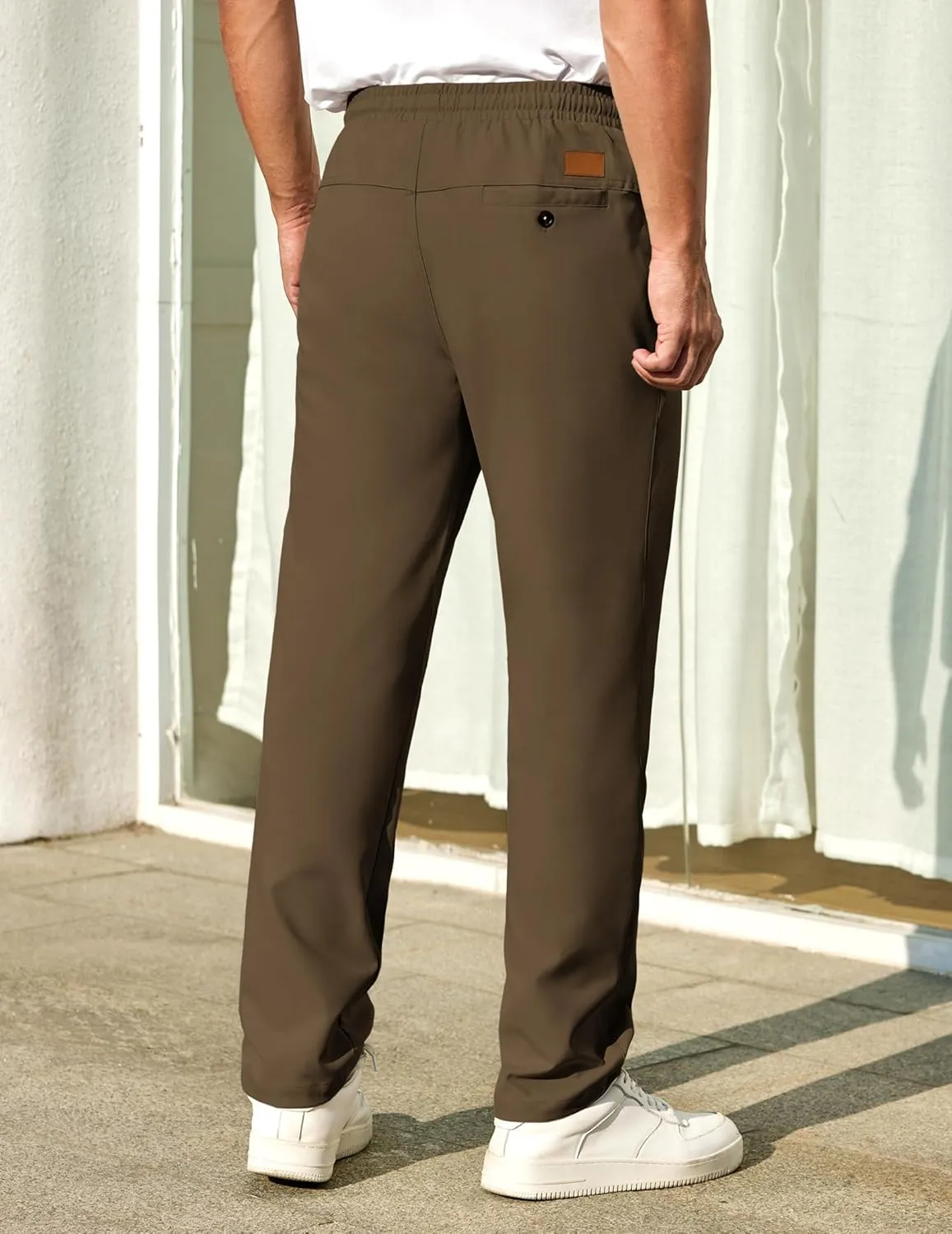 COOFANDY Mens Casual Pants Elastic Waist Chino Pants Lightweight Drawstring Pants with Pockets