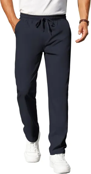 COOFANDY Mens Casual Pants Elastic Waist Chino Pants Lightweight Drawstring Pants with Pockets