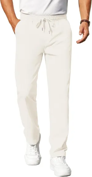 COOFANDY Mens Casual Pants Elastic Waist Chino Pants Lightweight Drawstring Pants with Pockets