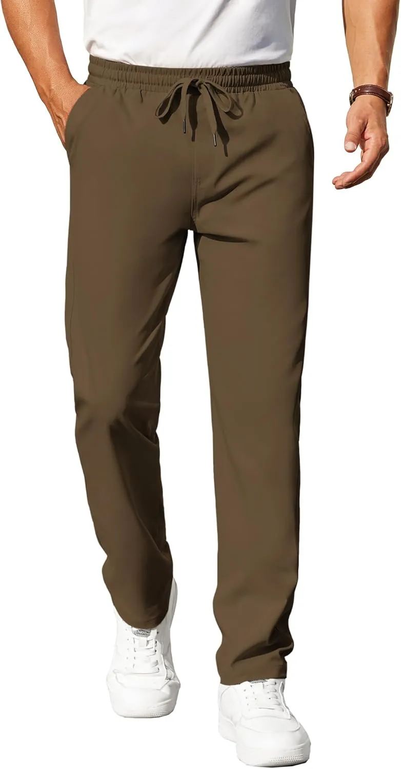 COOFANDY Mens Casual Pants Elastic Waist Chino Pants Lightweight Drawstring Pants with Pockets