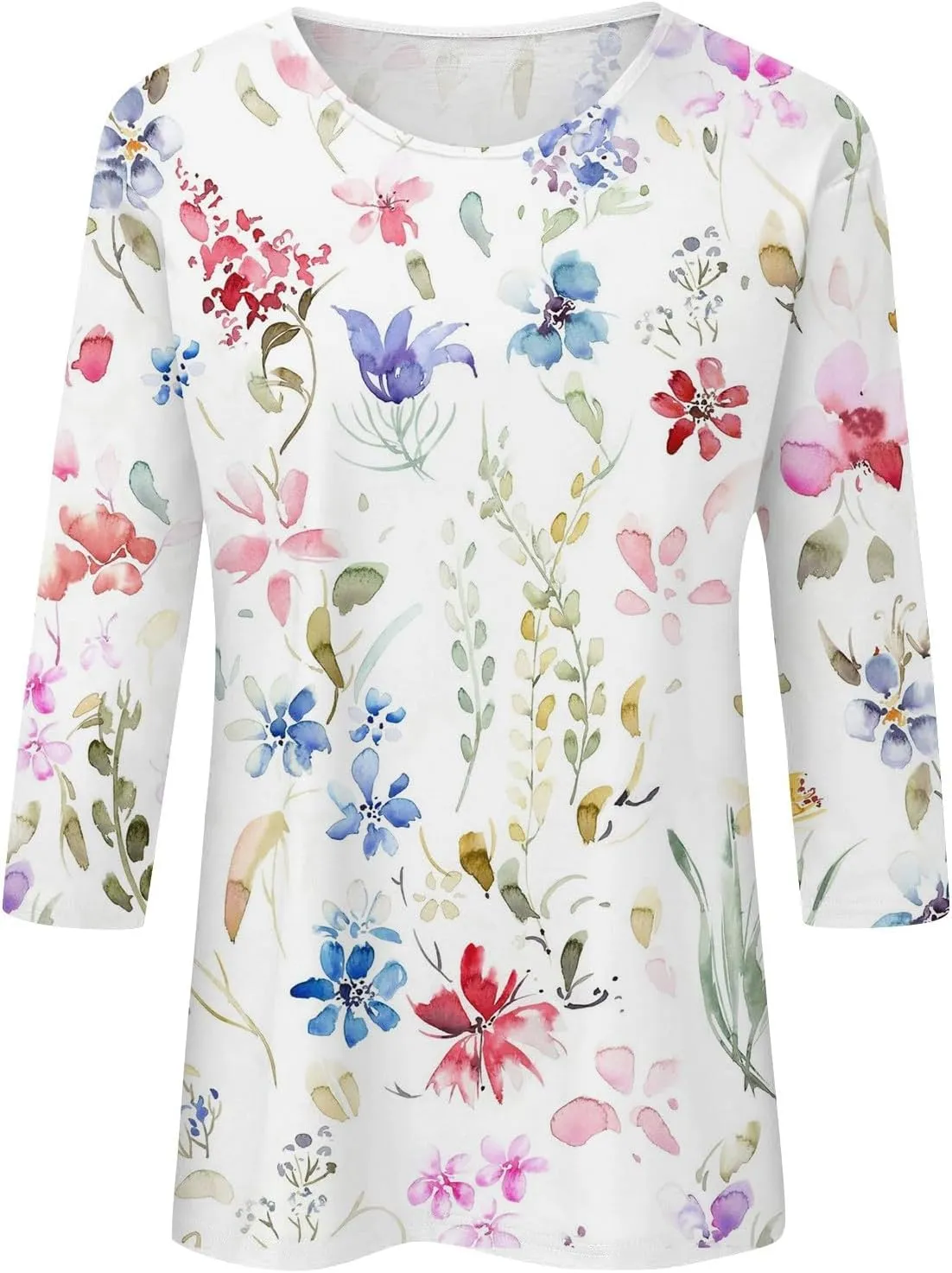 Custom t Shirts Women's Fashion Casual Seventh Sleeve Printed O-Neck Pullover T-Shirt Top