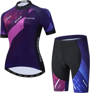 Cycling Jersey Shorts Set Padded Women Bike Bicycle Top Suit Summer