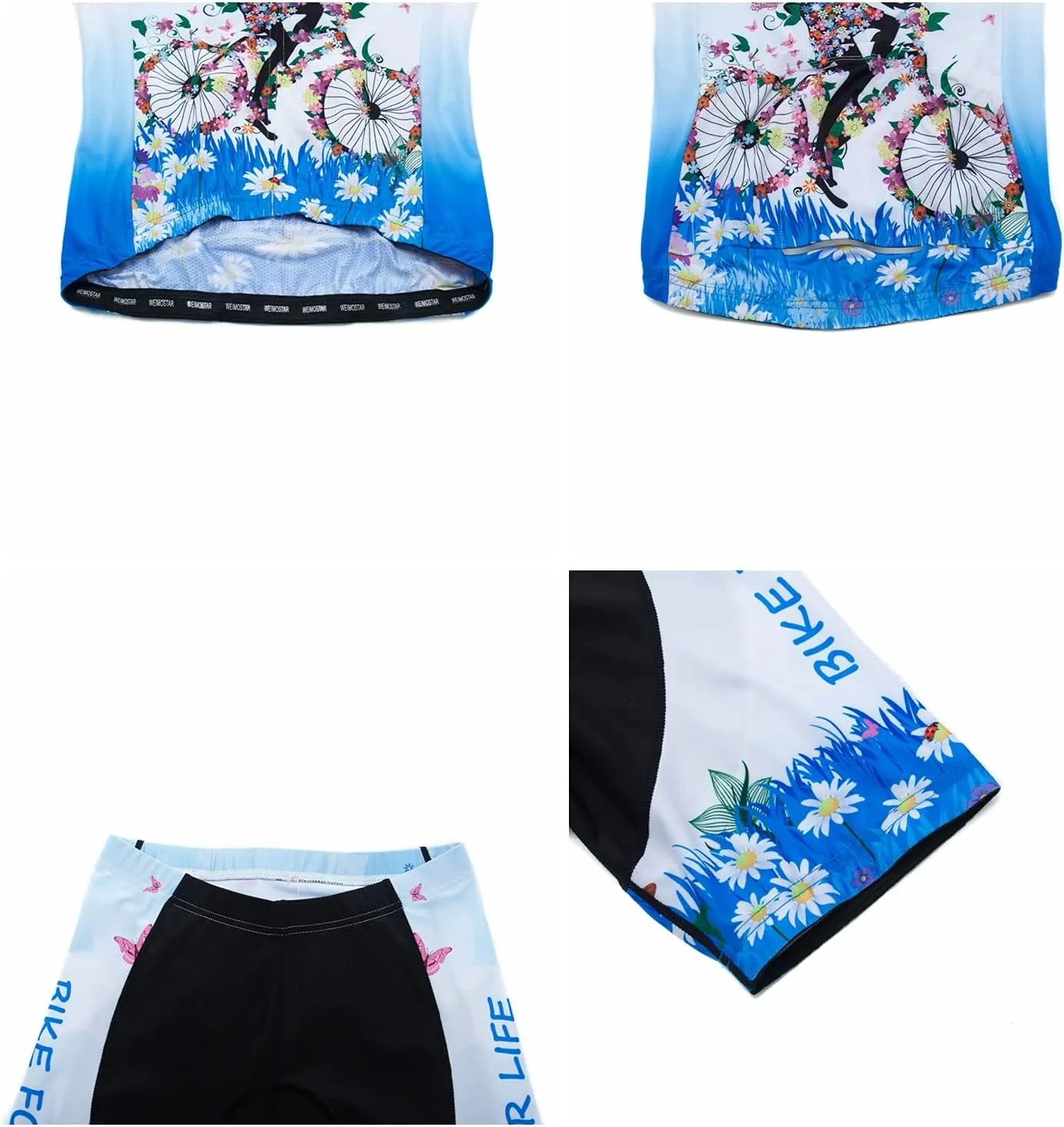 Cycling Jersey Shorts Set Padded Women Bike Bicycle Top Suit Summer