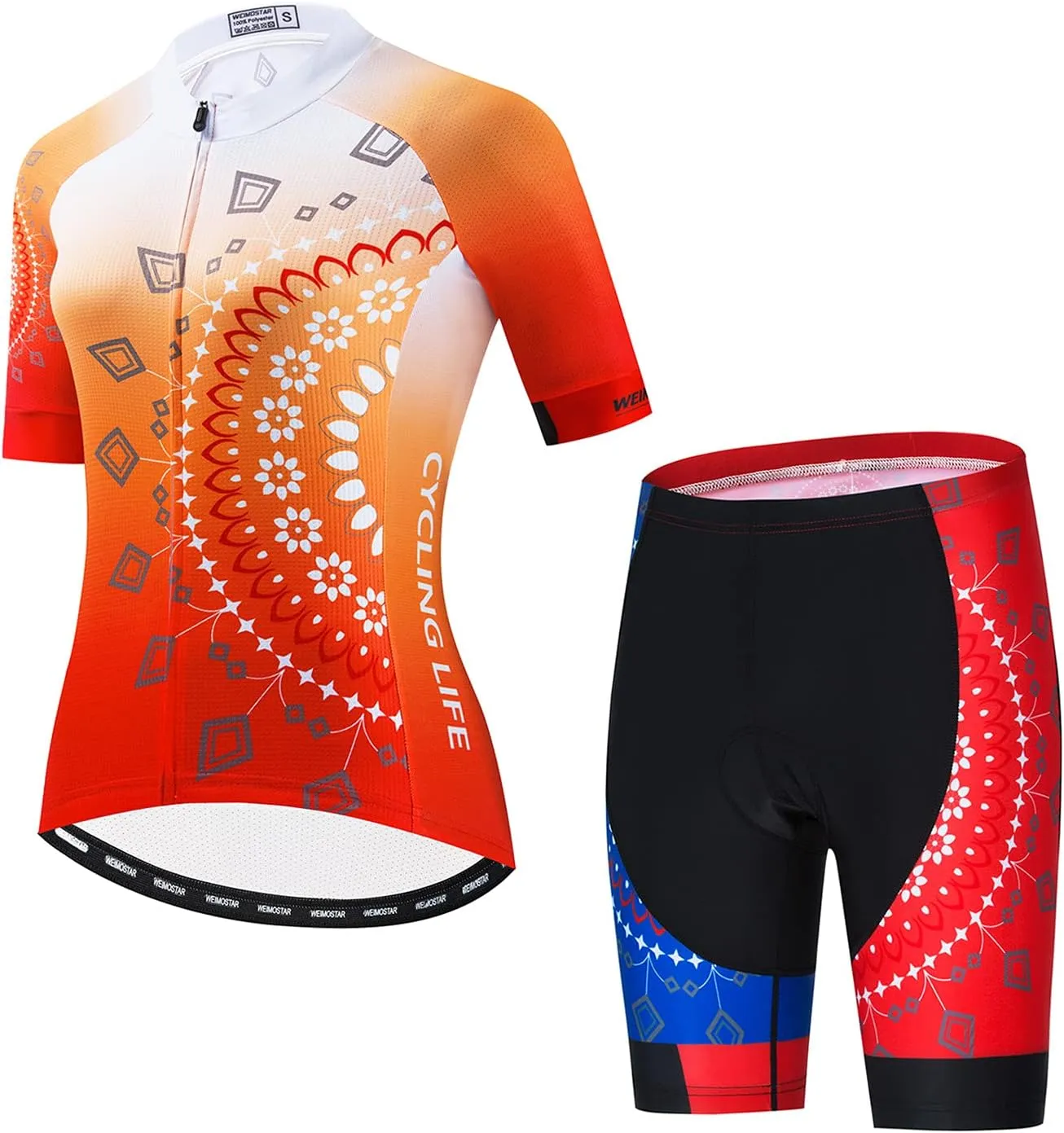Cycling Jersey Shorts Set Padded Women Bike Bicycle Top Suit Summer