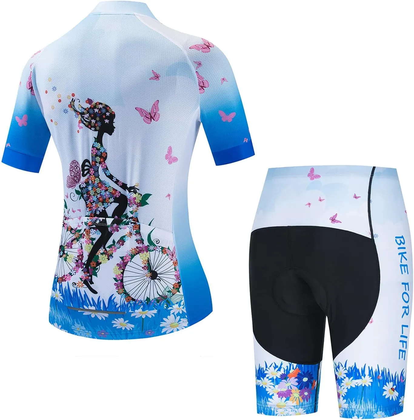 Cycling Jersey Shorts Set Padded Women Bike Bicycle Top Suit Summer
