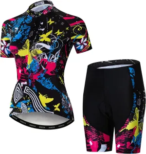 Cycling Jersey Shorts Set Padded Women Bike Bicycle Top Suit Summer