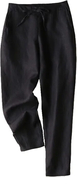 Dademeo Casual Drawstring Linen Pants Cozy Women Petite Linen Pants for Women Womens Linen Pants High Waist Loose Yoga Pants