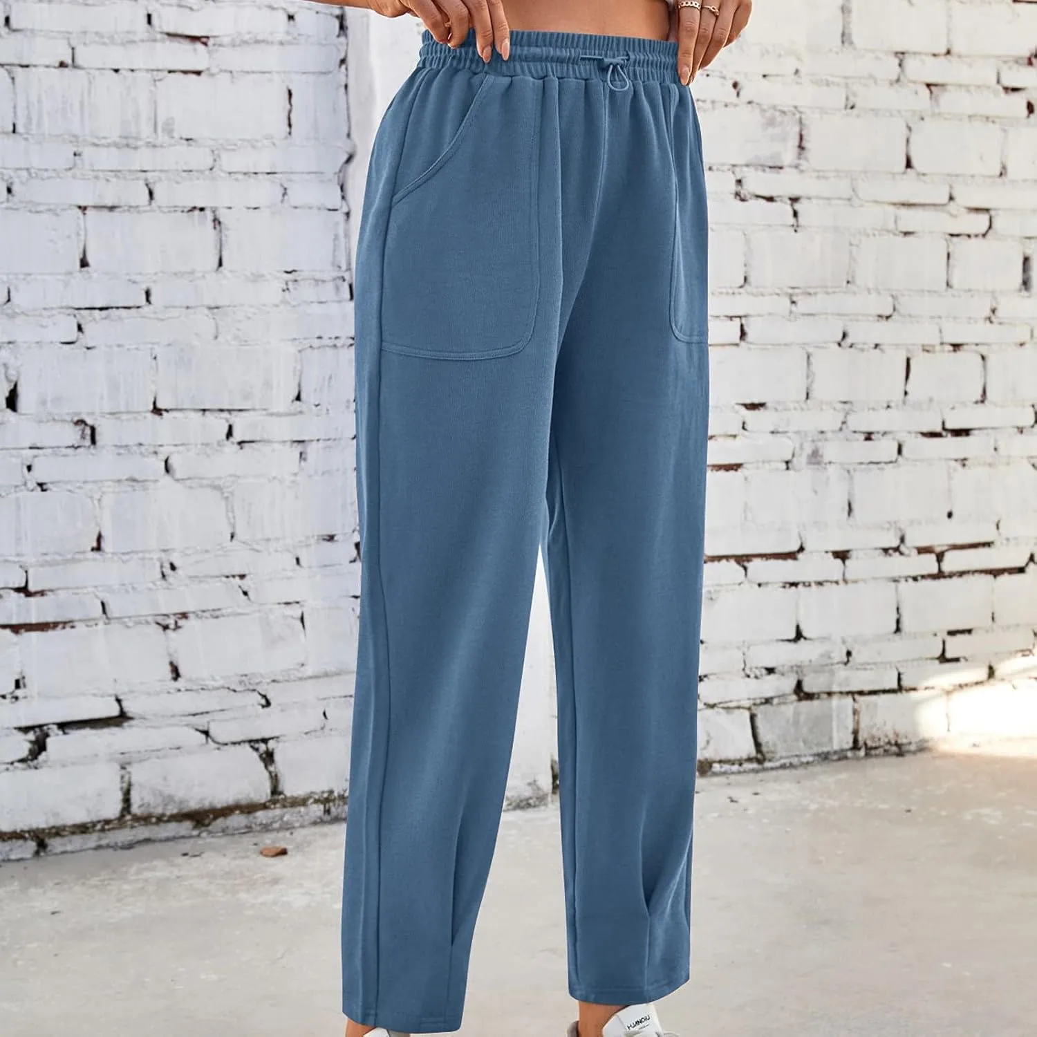 Dademeo Women's Sweatpants Straight Leg Drawstring Elastic Waist Trousers Casual Loose Sports Long Pants with Pockets