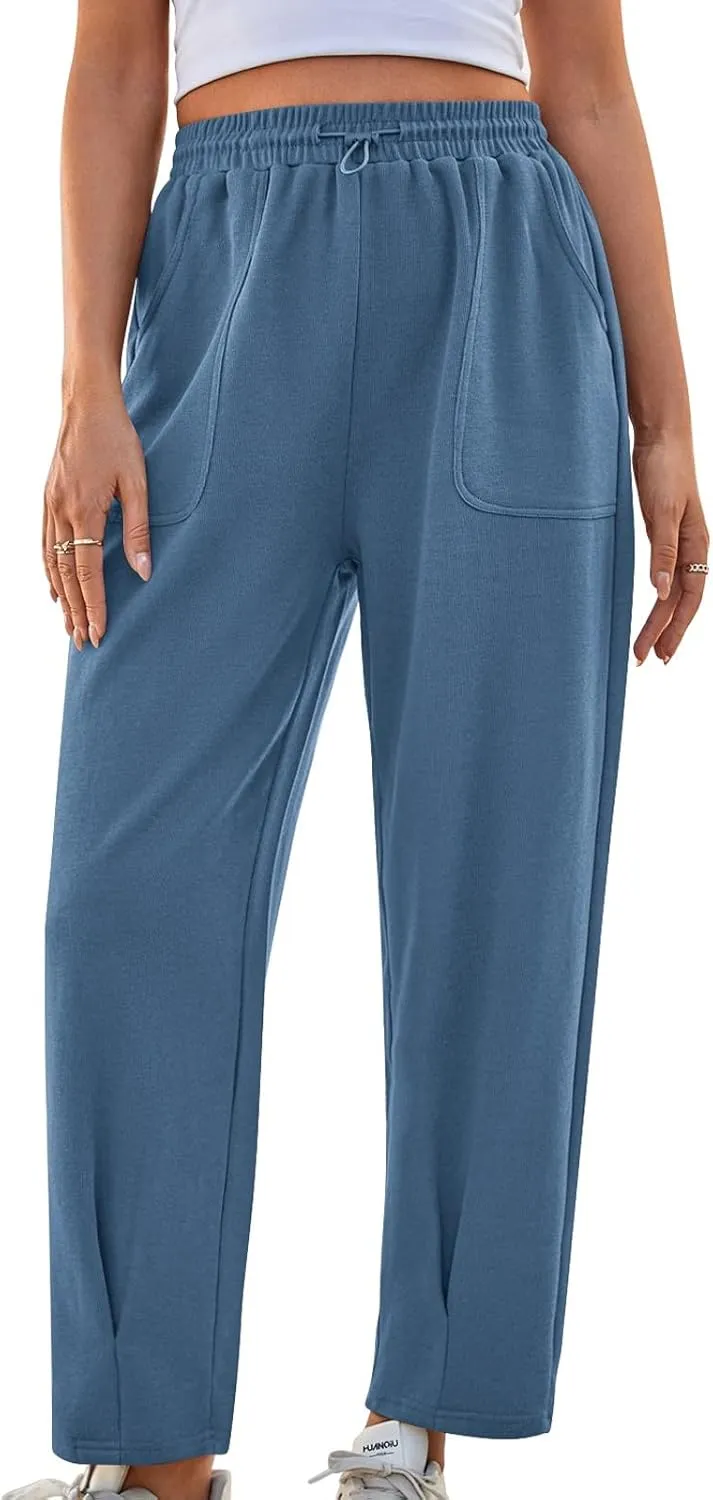 Dademeo Women's Sweatpants Straight Leg Drawstring Elastic Waist Trousers Casual Loose Sports Long Pants with Pockets