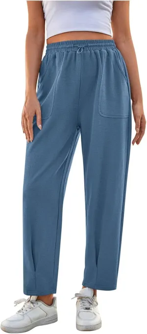 Dademeo Women's Sweatpants Straight Leg Drawstring Elastic Waist Trousers Casual Loose Sports Long Pants with Pockets