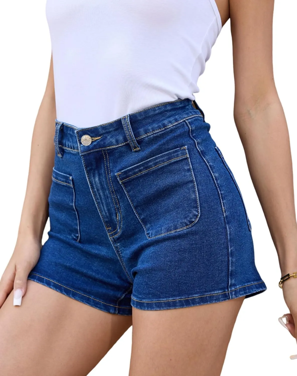 Denim Shorts for Women High Waisted Stretchy Denim Jean Shorts with Pockets