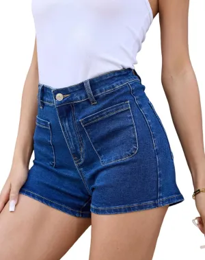 Denim Shorts for Women High Waisted Stretchy Denim Jean Shorts with Pockets
