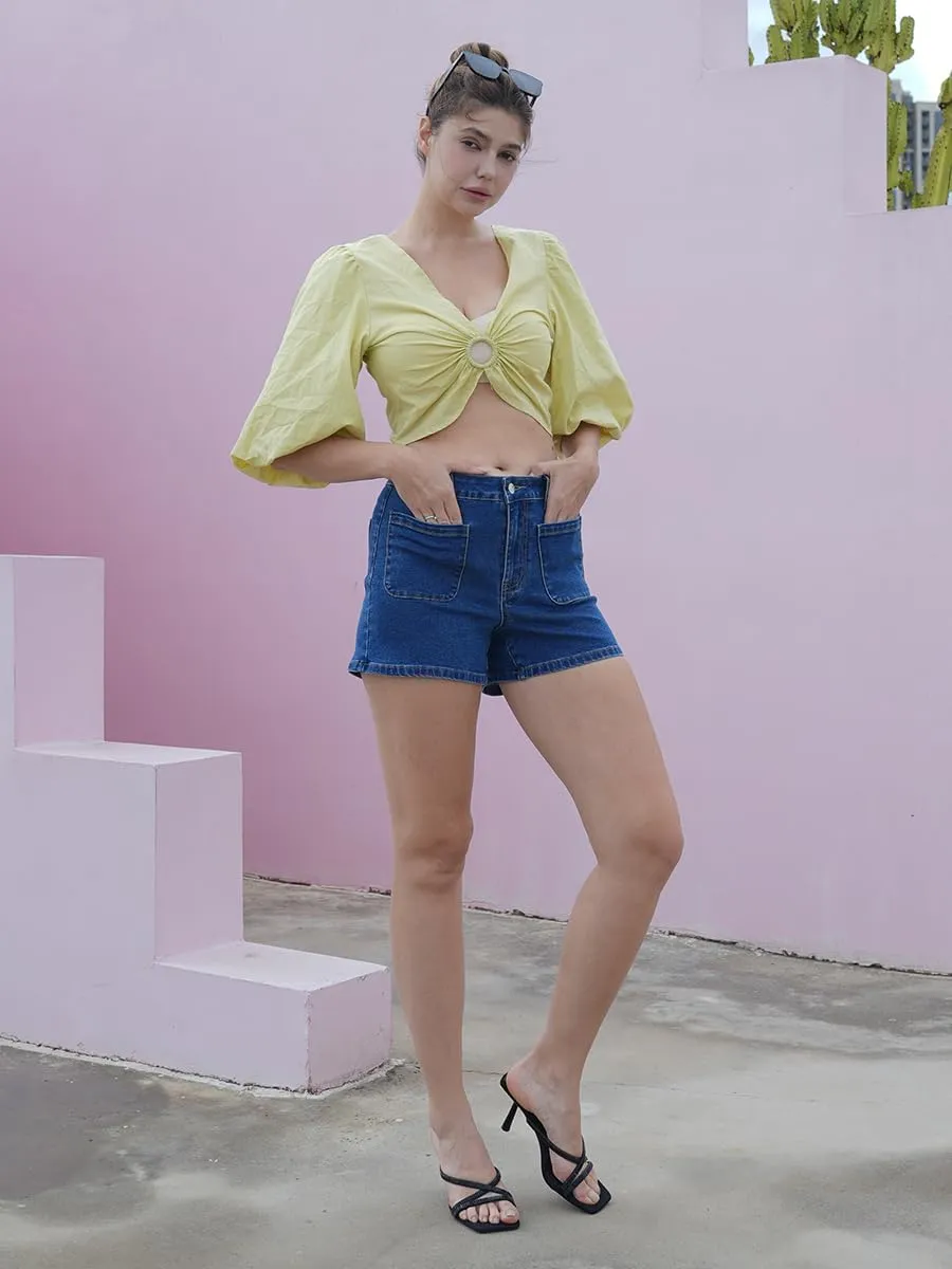 Denim Shorts for Women High Waisted Stretchy Denim Jean Shorts with Pockets