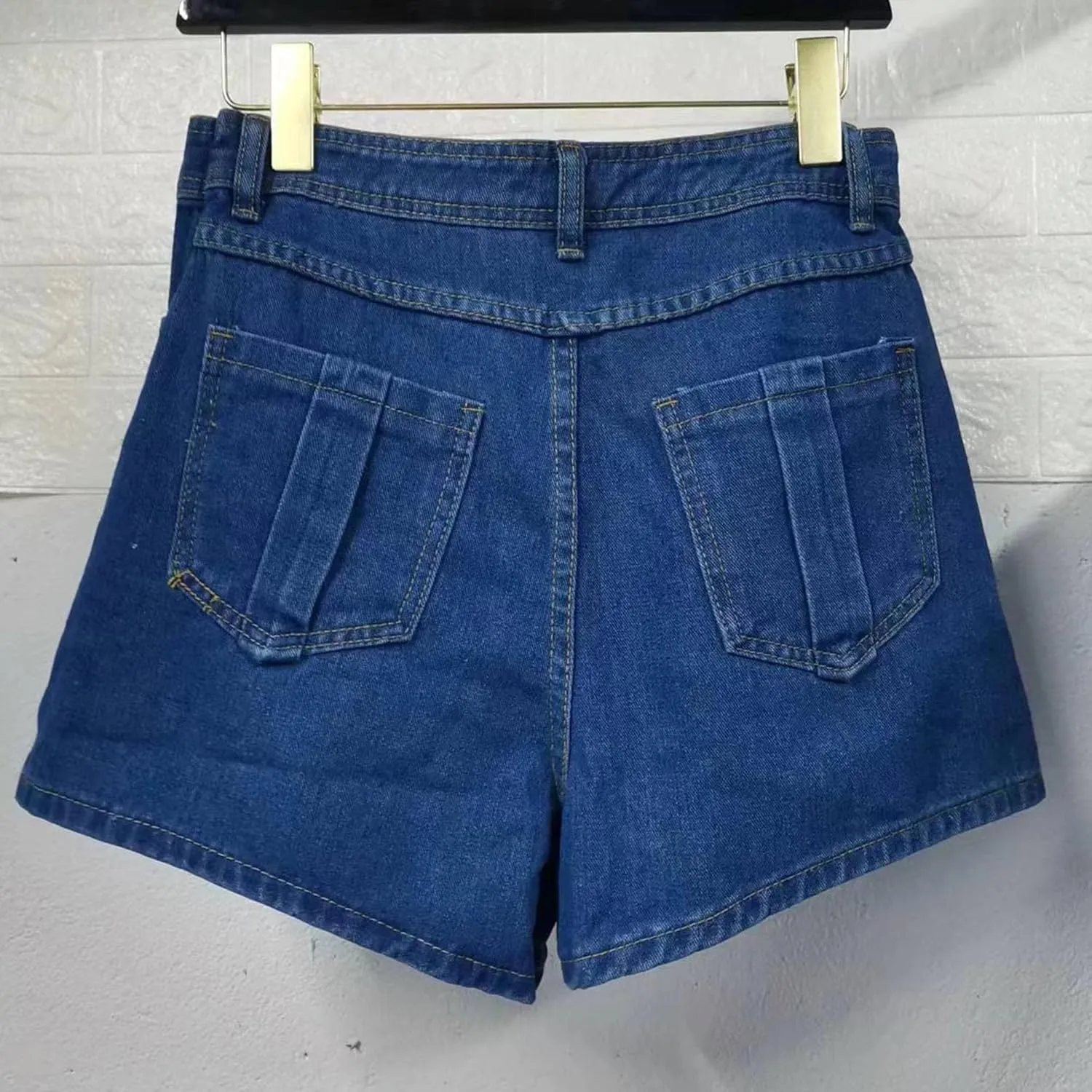 Denim Shorts Women Casual A-line High Waist Solid Button Up Asymmetrical Denim Jean Skort Mini Shorts