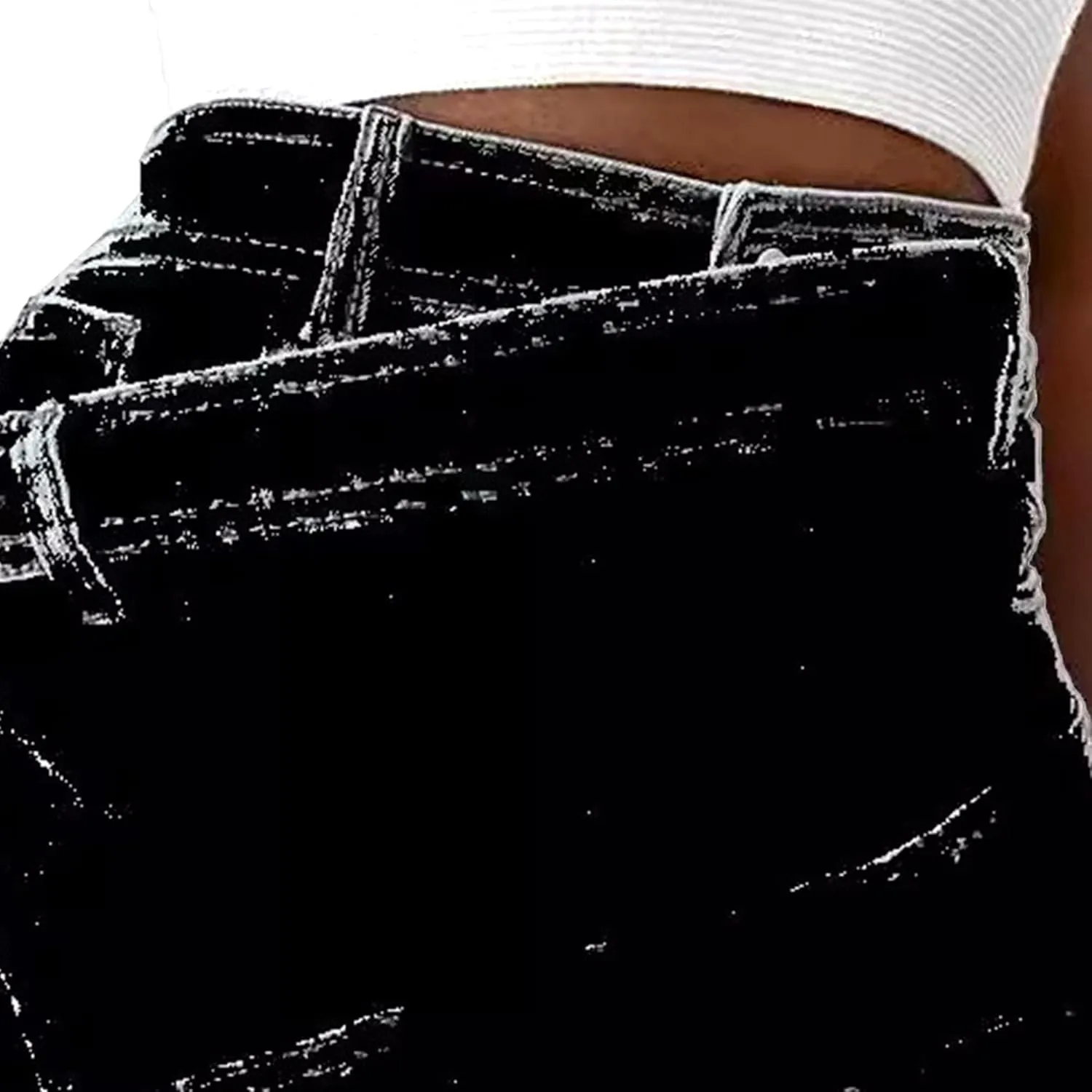 Denim Shorts Women Casual A-line High Waist Solid Button Up Asymmetrical Denim Jean Skort Mini Shorts