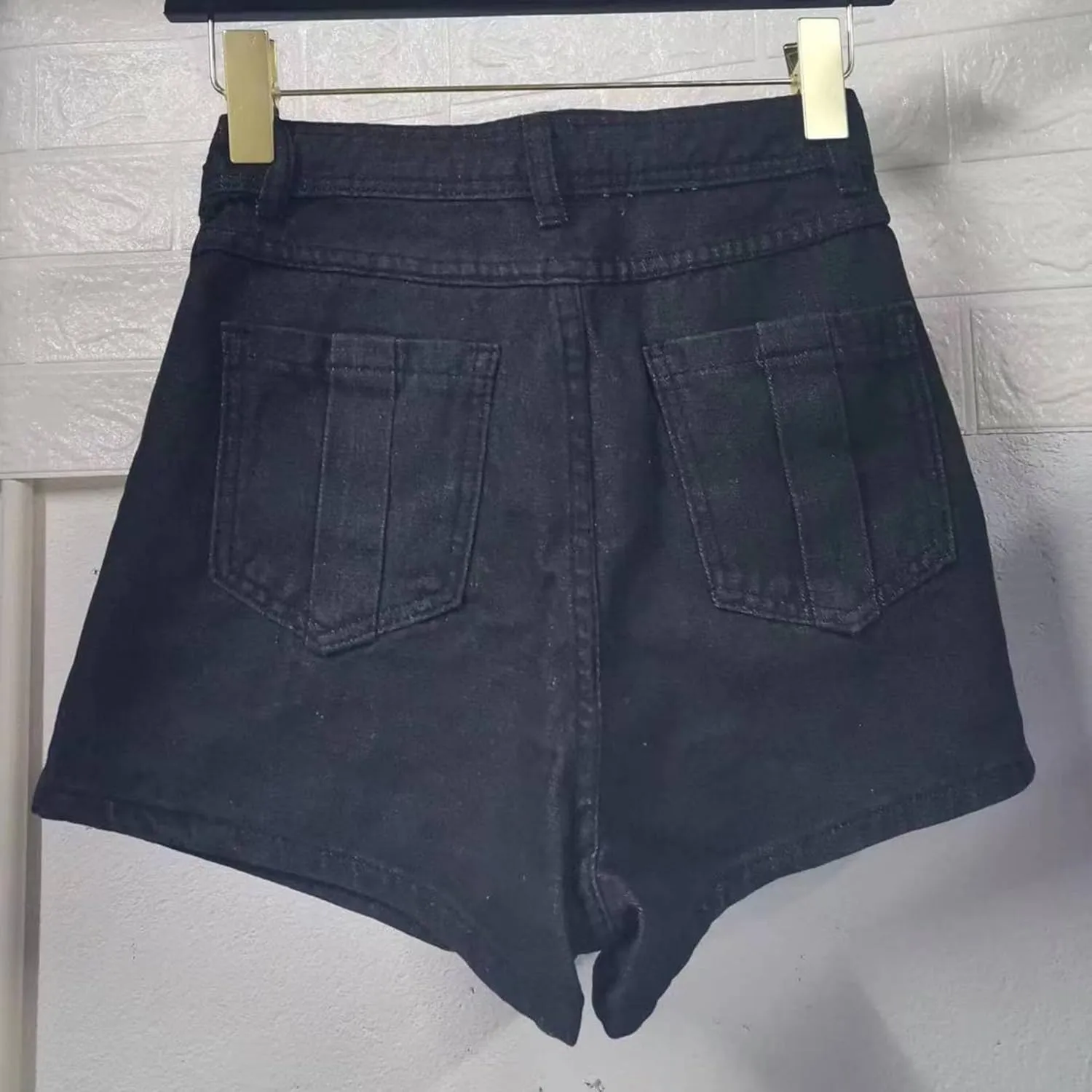 Denim Shorts Women Casual A-line High Waist Solid Button Up Asymmetrical Denim Jean Skort Mini Shorts