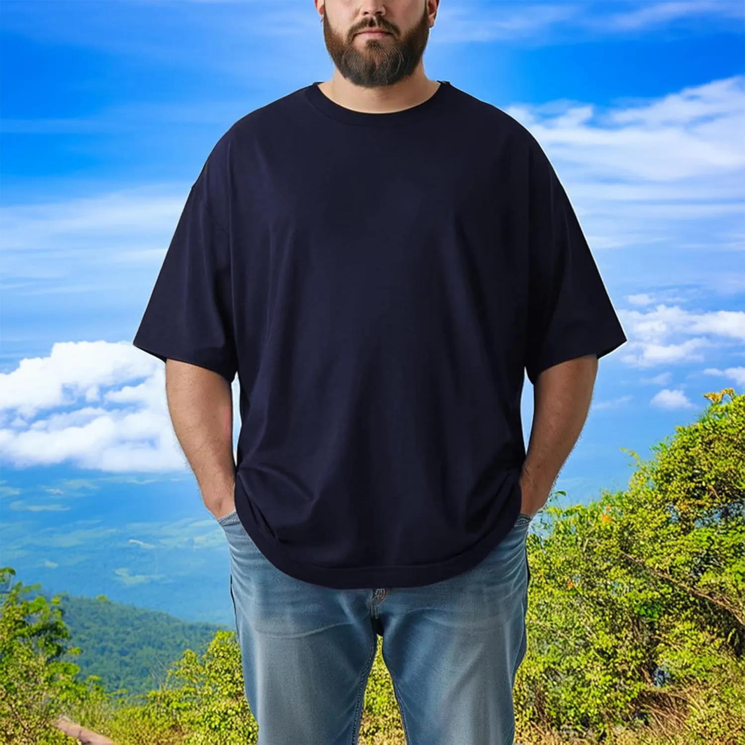 Different Touch 4 Pack Men Big & Tall 100% Cotton T-Shirts