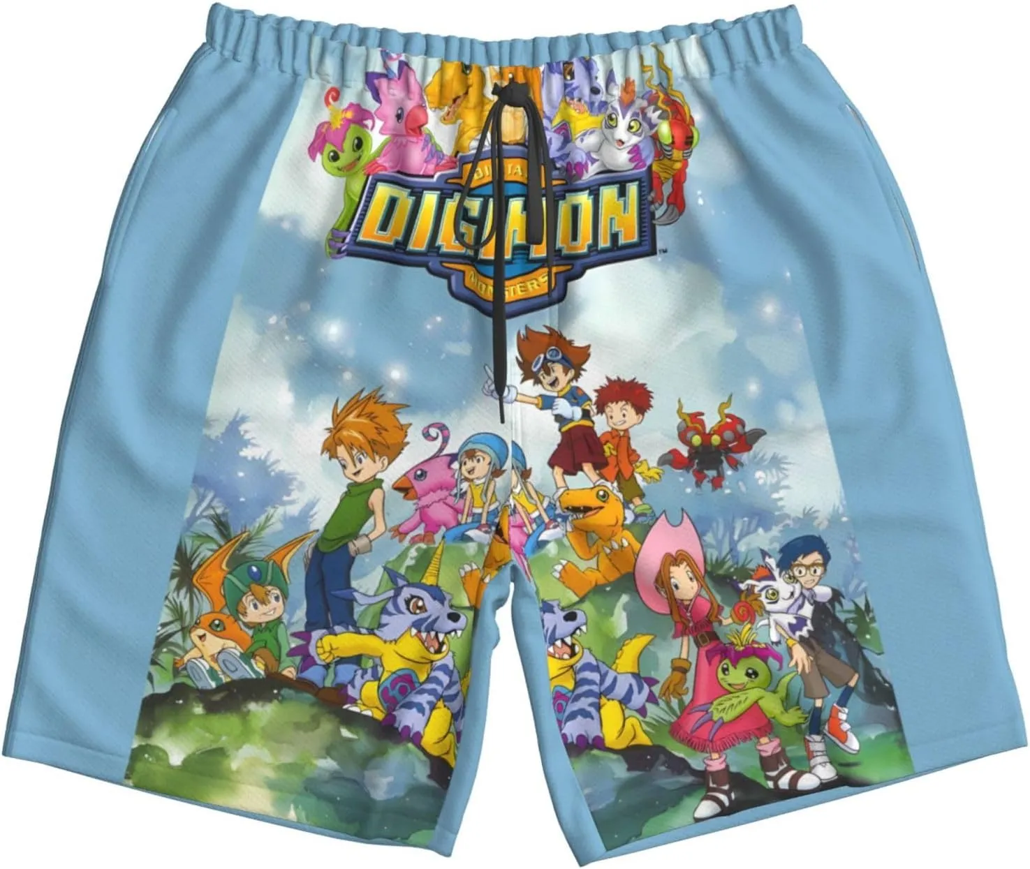 Digimons Men's Beach Shorts Basketball Shorts Lightweight Breathable Running Short Quick Dry
