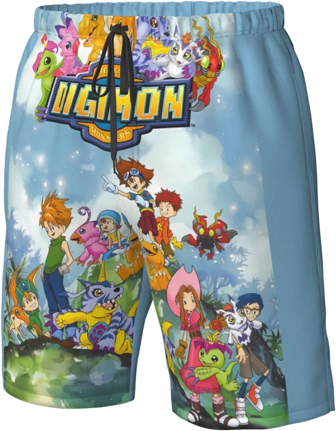 Digimons Men's Beach Shorts Basketball Shorts Lightweight Breathable Running Short Quick Dry