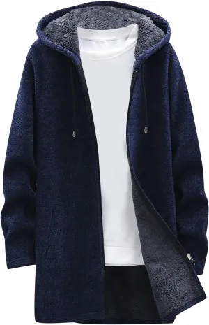Dudubaby Ugly Sweater Menautumn and Winter Fashion Loose Cardigan Warm Lapel Hooded Jacket Sweater Plus Size Sweaters