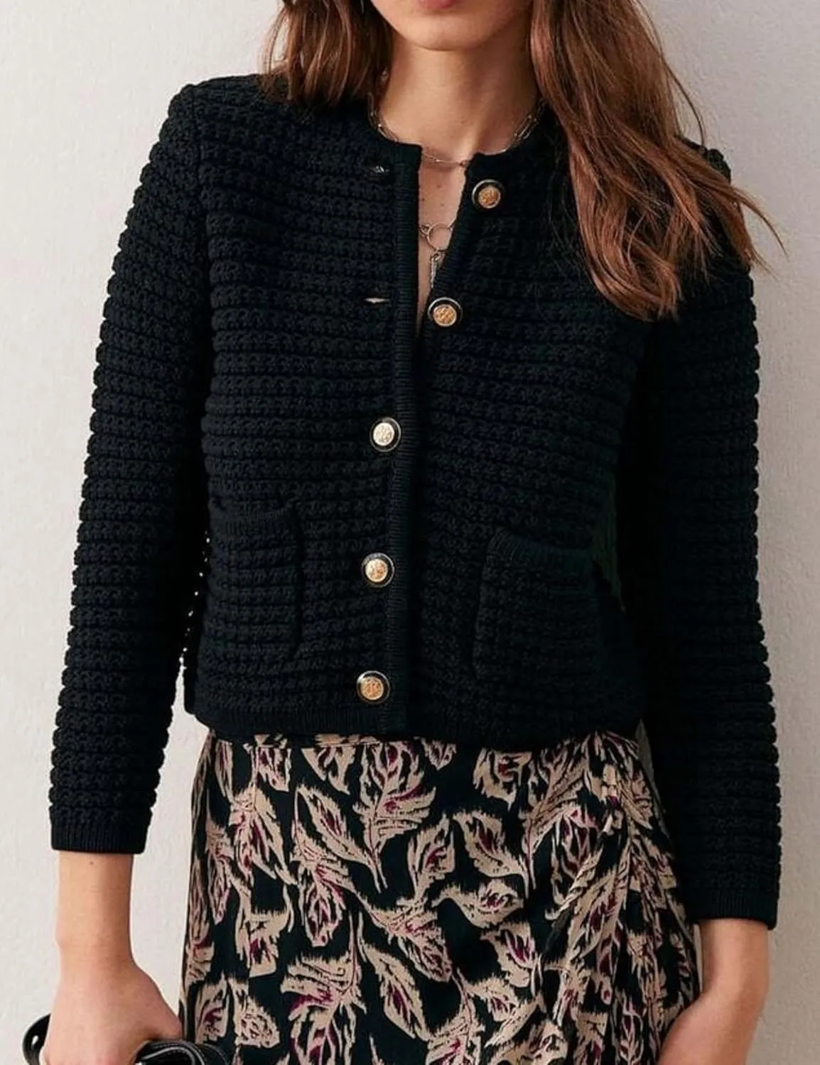 Esmeling Women’s Crew Neck Button Knit Cardigan Sweaters Long Sleeve Fall Lightweight Cardigans Outerwear with Pockets