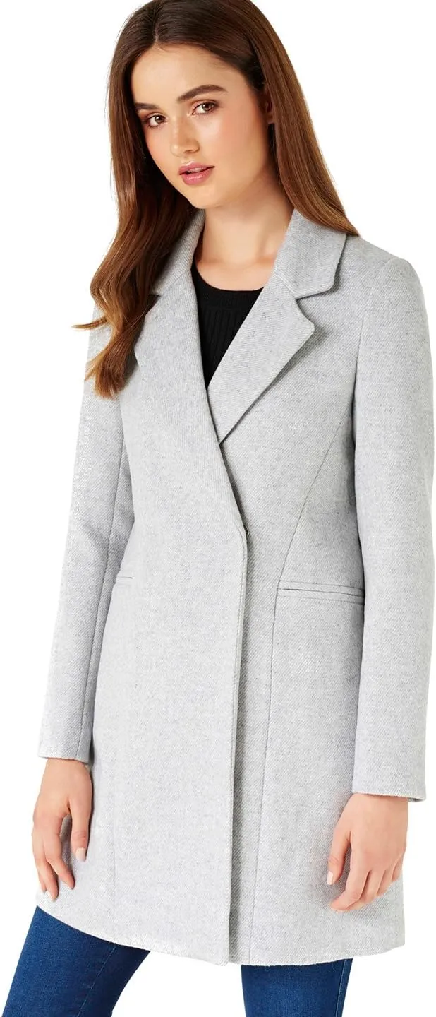 Ever New Womens Elisa Tailored Wool-Blend Duster Coat - Graphite Grey