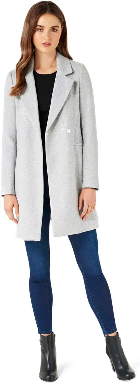 Ever New Womens Elisa Tailored Wool-Blend Duster Coat - Graphite Grey