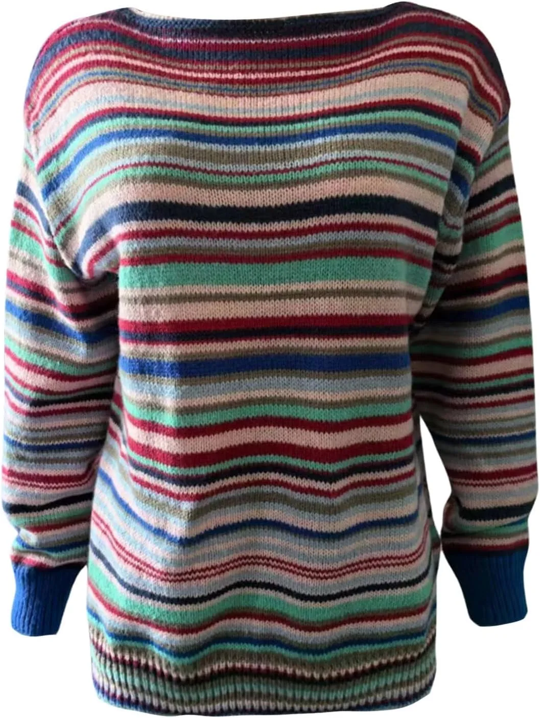 Fair Isle Sweater Women,Xmas Vintage Long Sleeve Boat Neck Retro Lightweight Pullover Top for Fall Winter