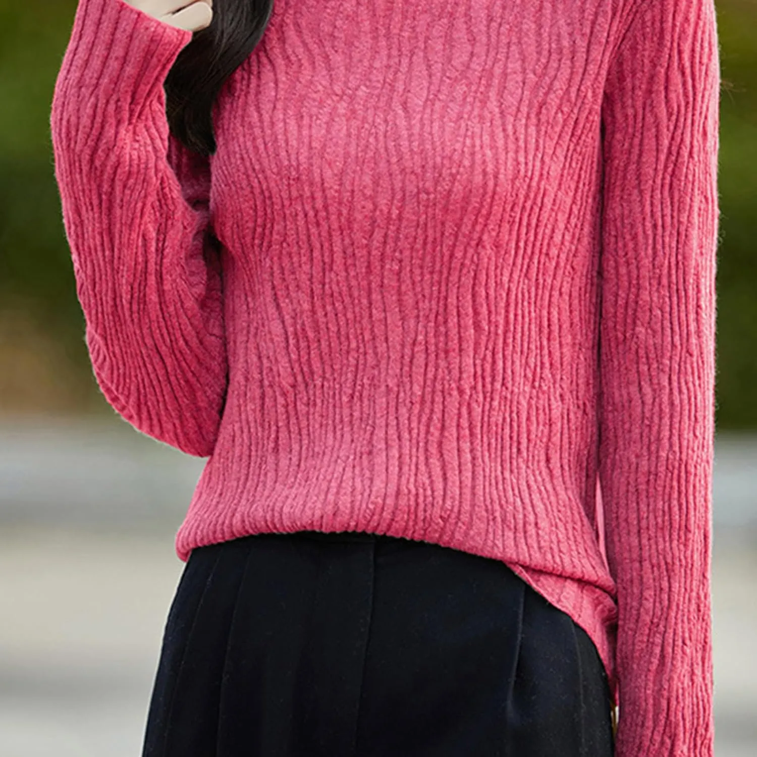 Fall Sweaters for Women Mock Turtleneck Top Dressy Cable Knit Long Sleeve Crew Neck Oversized Sweater Chunky Pullover