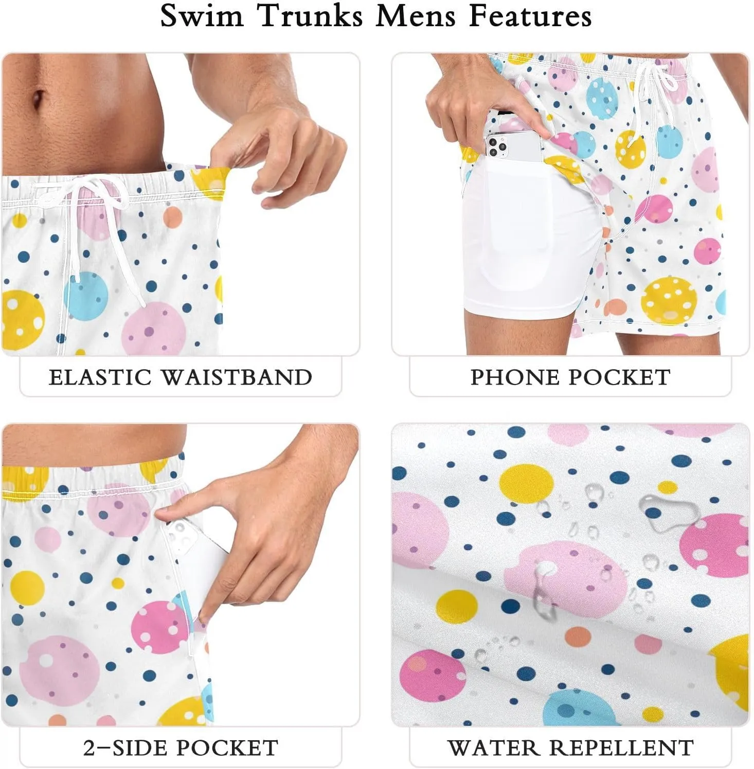 Funny Polka Dot Mens Athletic Shorts Quick Dry Bathing Suit Working Shorts
