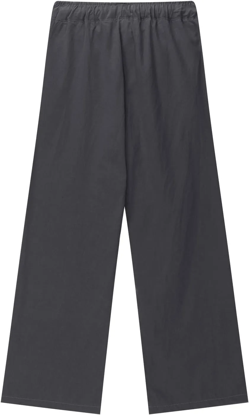 Girls Straight Leg Linen Pants Teen Loose Fit Elastic Waist Casual Pants Wide Leg Drawstring Sweatpants with Pockets