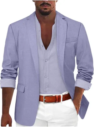 GOKKILRW Mens Casual Suit Jacket Lightweight Open Front Linen Tailored Blazer Business Office Stylish Suit Jackets Sport Coat