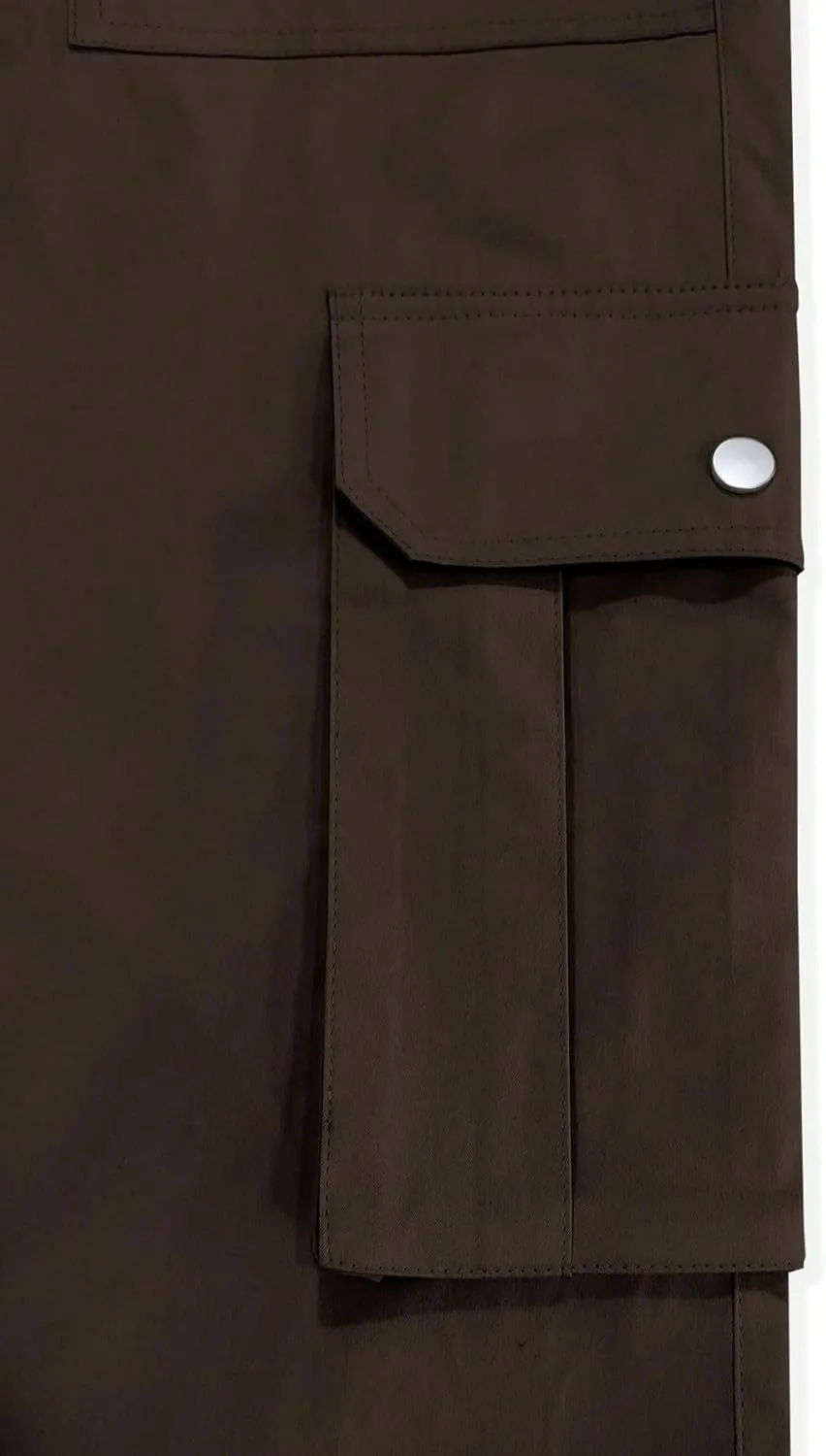 GORGLITTER Men's Cargo Pants Drawstring Elastic Waist Flap Pockets Baggy Pants Streetwear