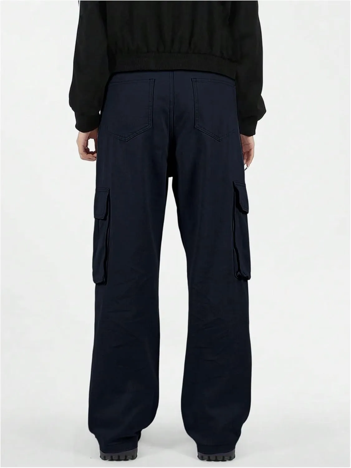 GORGLITTER Men's Cargo Pants Drawstring Elastic Waist Flap Pockets Baggy Pants Streetwear