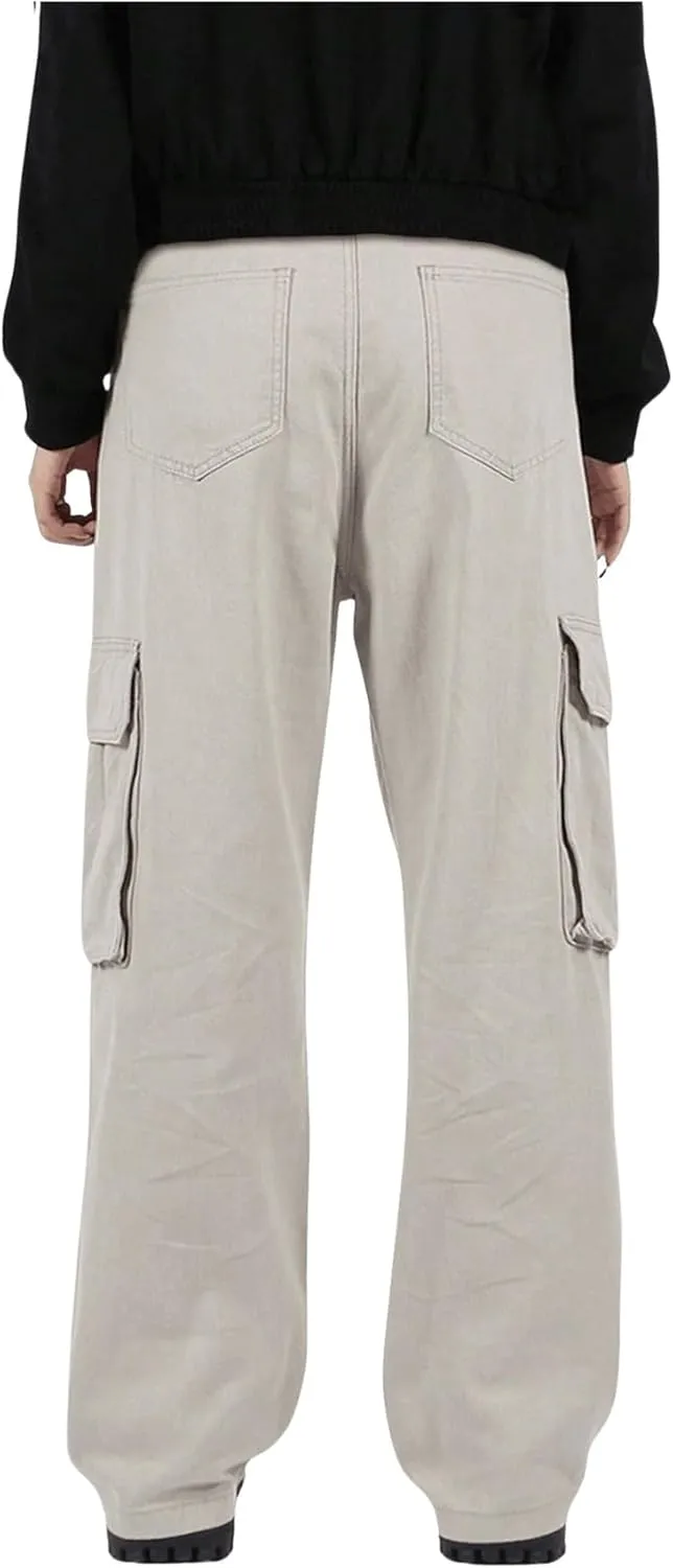 GORGLITTER Men's Cargo Pants Drawstring Elastic Waist Flap Pockets Baggy Pants Streetwear