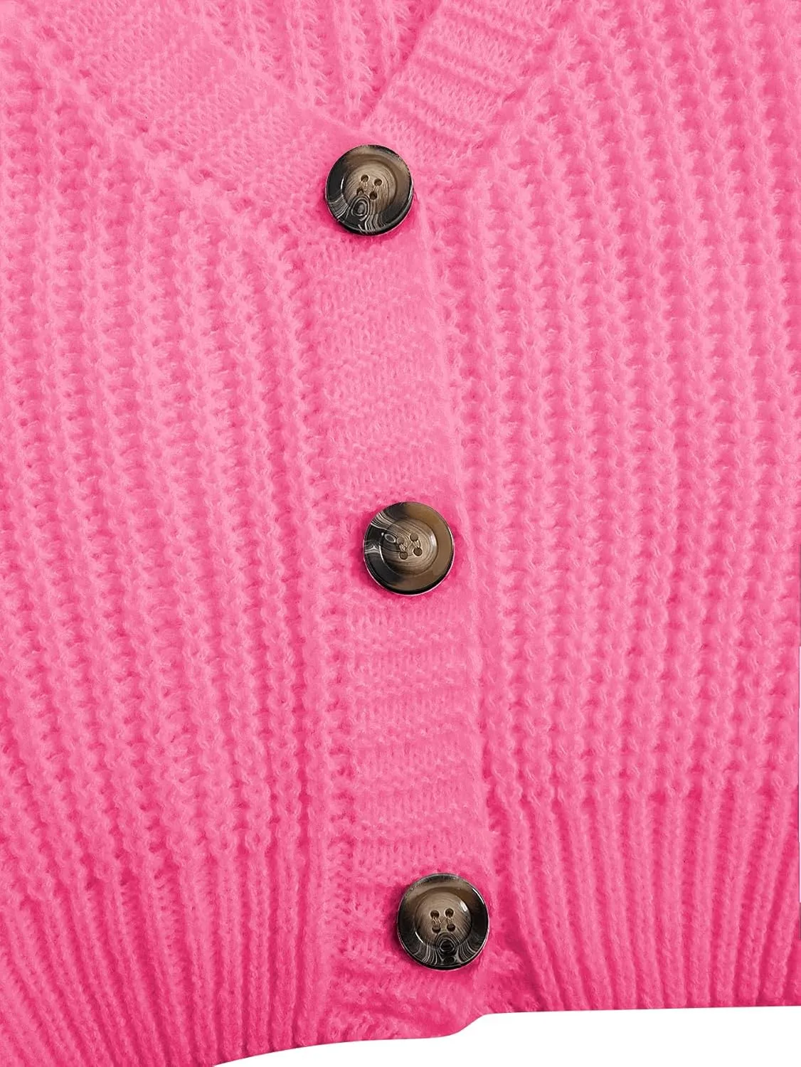 GORGLITTER Women's Button Up Cropped Cardigan Sweaters Chunky Long Sleeve V Neck Fall Coquette Cardigans
