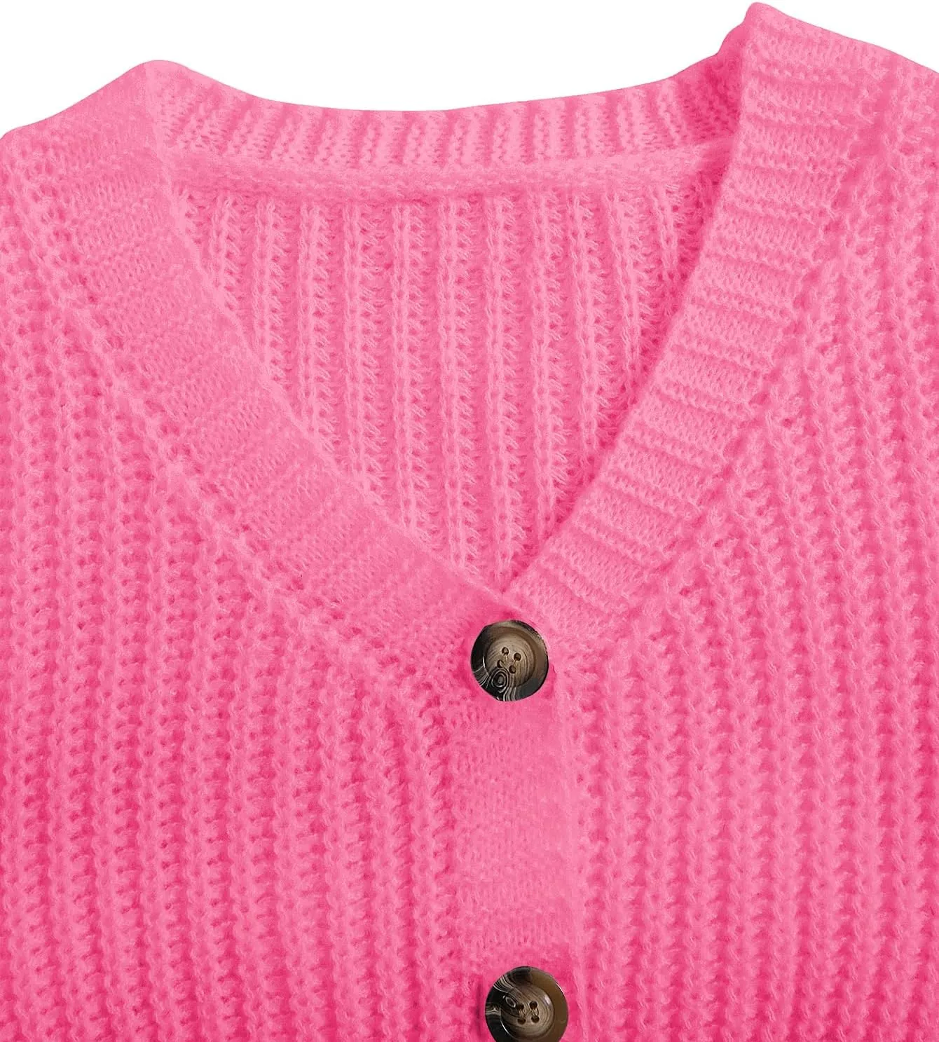 GORGLITTER Women's Button Up Cropped Cardigan Sweaters Chunky Long Sleeve V Neck Fall Coquette Cardigans