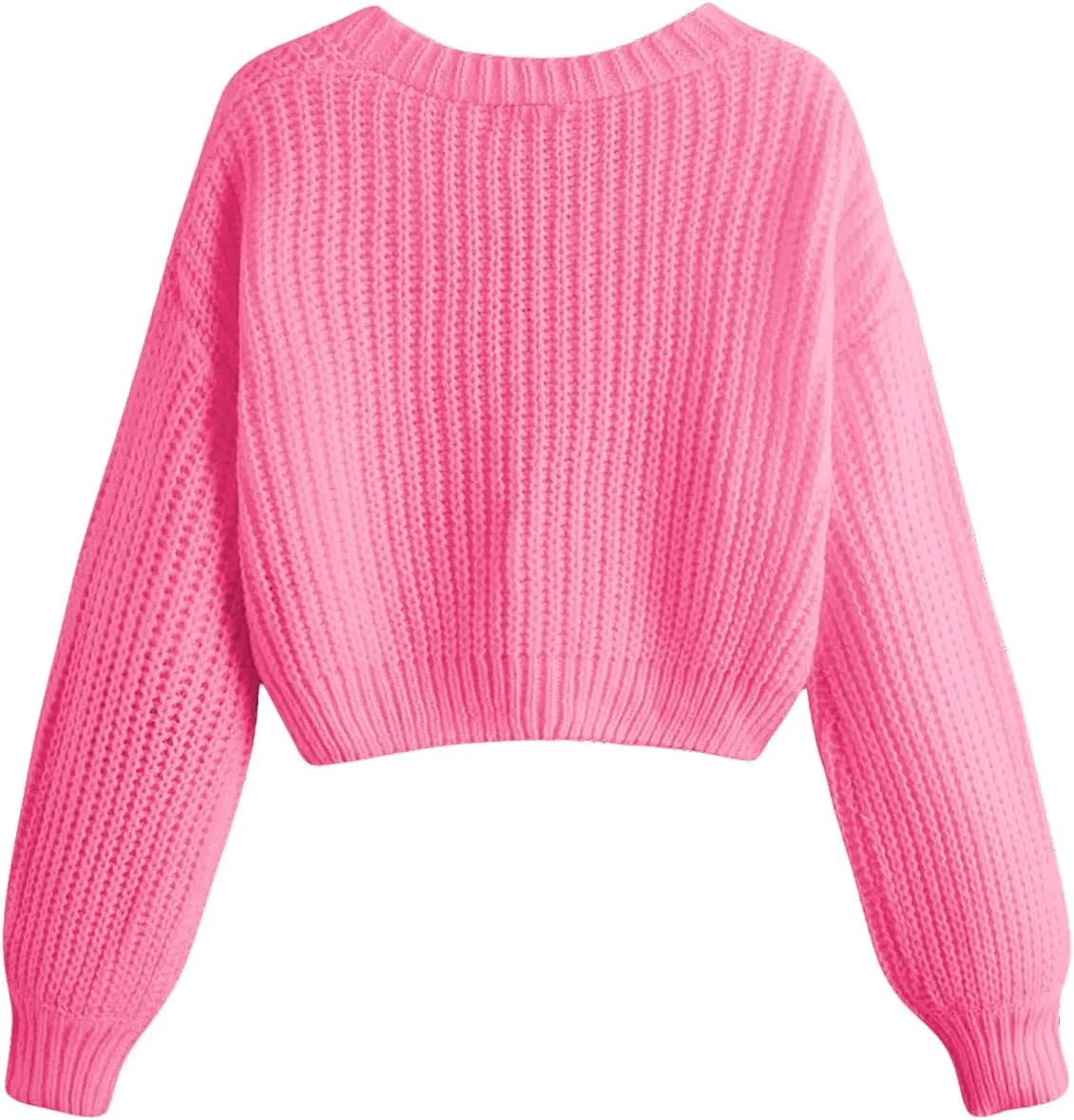 GORGLITTER Women's Button Up Cropped Cardigan Sweaters Chunky Long Sleeve V Neck Fall Coquette Cardigans