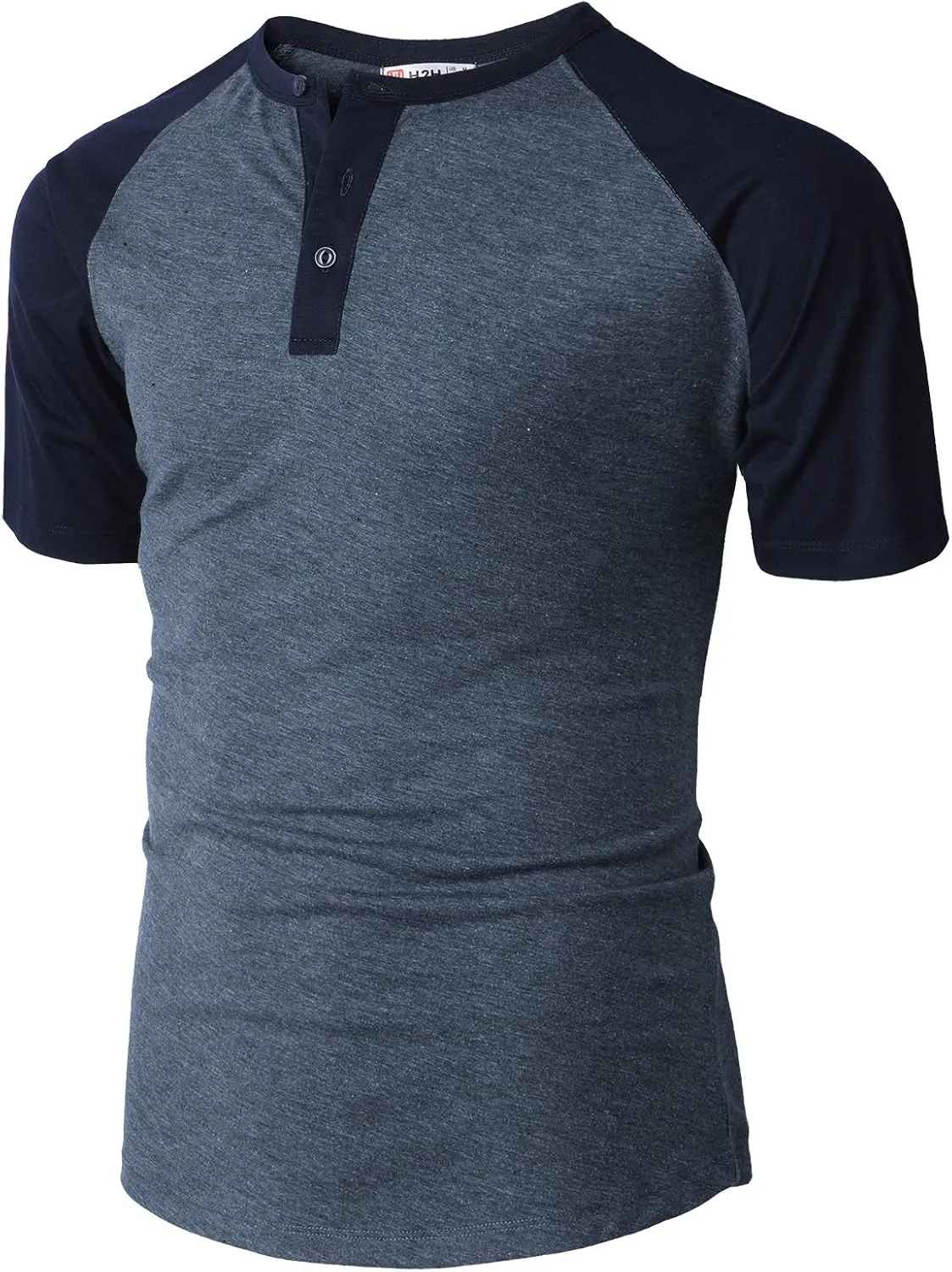 H2H Mens Henley - Raglan Short Sleeve Casual Slim Fit T-Shirts