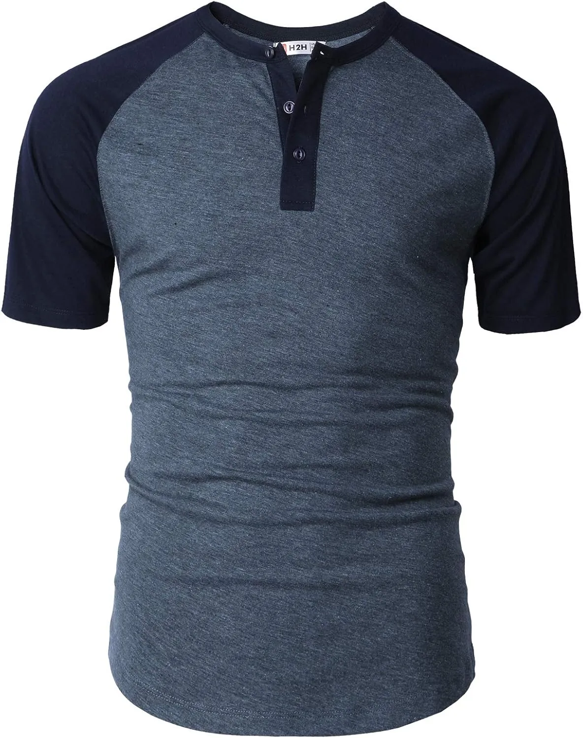 H2H Mens Henley - Raglan Short Sleeve Casual Slim Fit T-Shirts
