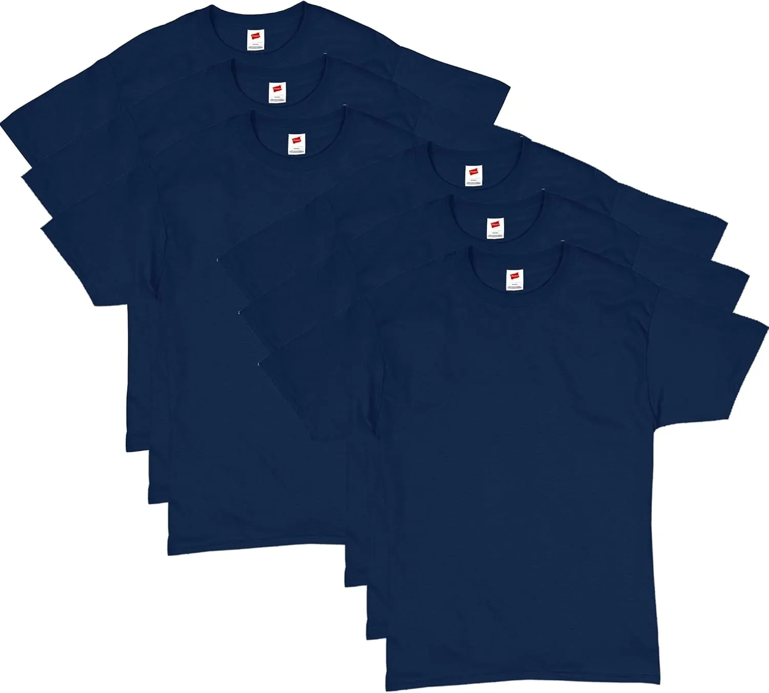 Hanes Mens Essentials Pack, Crewneck Cotton T-shirts For Men, 4 Or 6 Available Fashion-t-shirts, Navy - 6 Pack, Large US