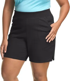 Hanes Women's Just My Size Cotton Jersey Shorts, Plus Size Pull-on Gym Shorts, 7 inches Inseam