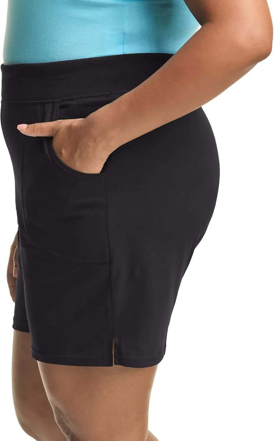 Hanes Women's Just My Size Cotton Jersey Shorts, Plus Size Pull-on Gym Shorts, 7 inches Inseam