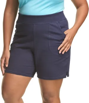 Hanes Women's Just My Size Cotton Jersey Shorts, Plus Size Pull-on Gym Shorts, 7 inches Inseam