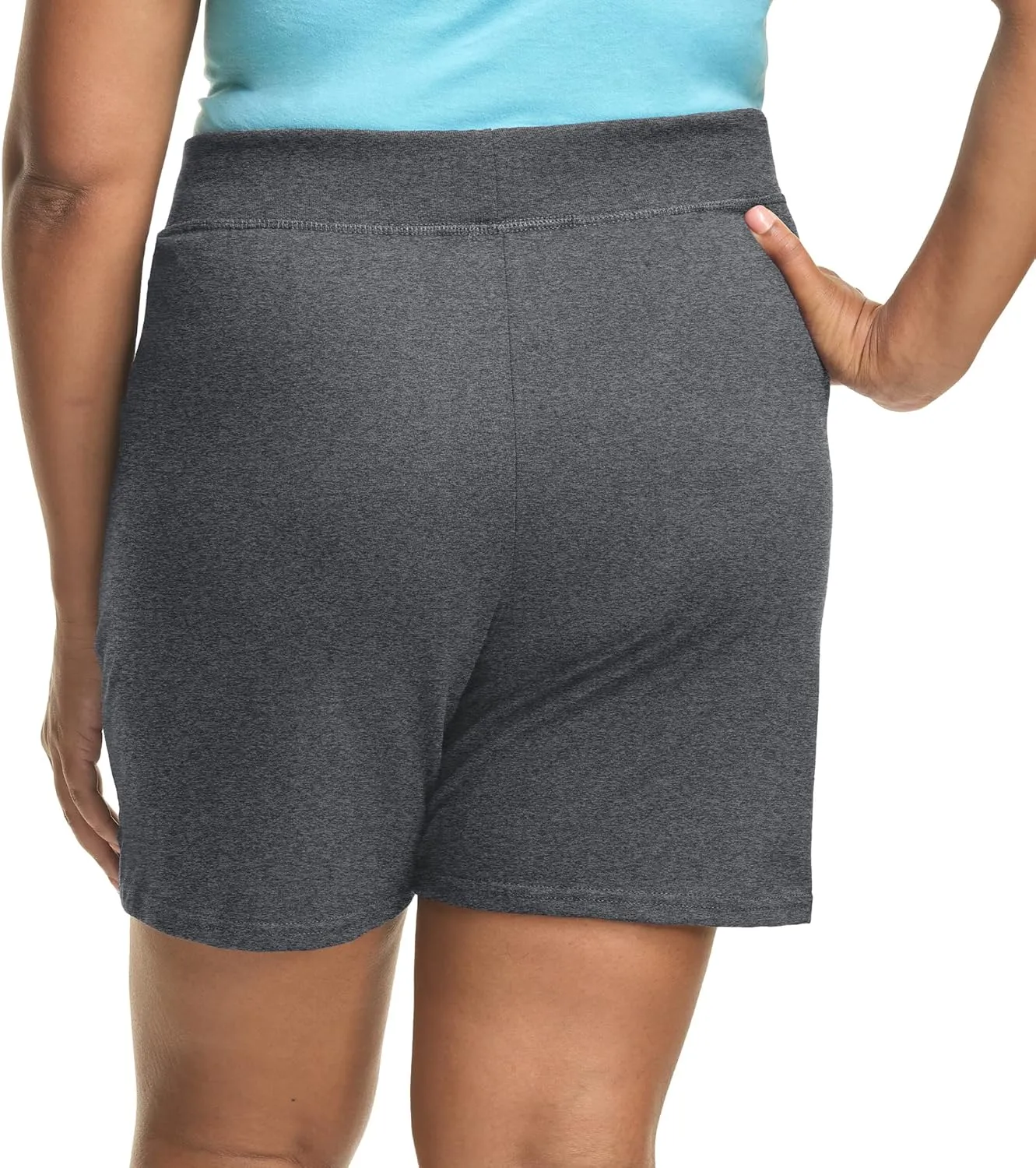 Hanes Women's Just My Size Cotton Jersey Shorts, Plus Size Pull-on Gym Shorts, 7 inches Inseam