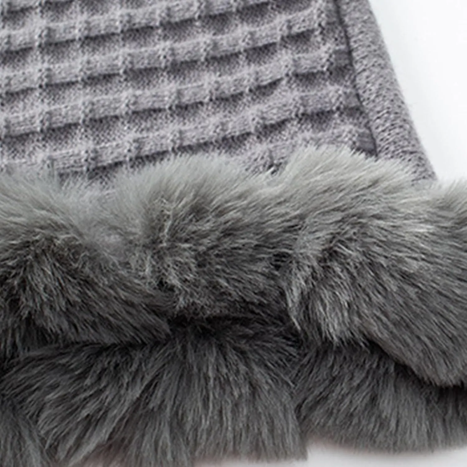 HGps8w Women's Winter Fur Trim Irregular Hem Shawl Wrap - Cozy Warm Loose Pullover Knitted Poncho Cape Cardigans Shawls